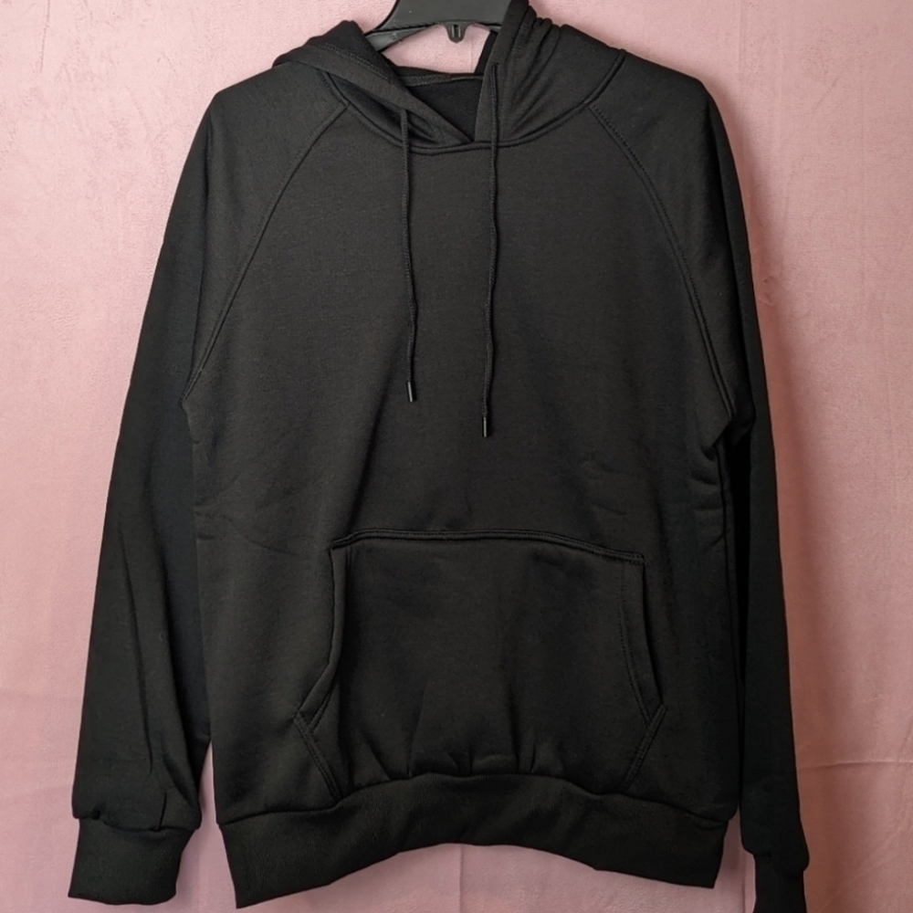 Romwe Mens Black Fleece Lined Pullover Lounge Hoodie size Medium
